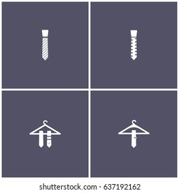 set of 4 man accessories such as hanger and tie icon