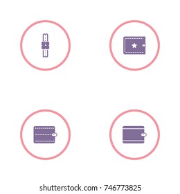 set of 4 man accessories such as watch and wallet icon