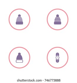 set of 4 man accessories such as hat and watch icon