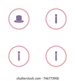 set of 4 man accessories such as hat and tie icon