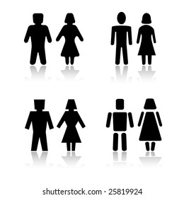 Set of 4 man and woman symbol variations