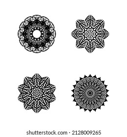 Set of 4 mandala ornaments isolated. Vector.