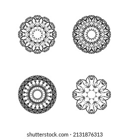Set of 4 mandala ornaments isolated. Vector.