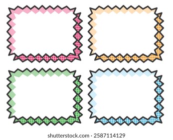 Set of 4 manga-style borders for POP - Roughly jagged and dotted