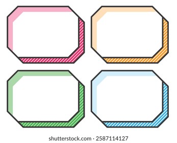 Set of 4 manga-style frames for POP: square, no corners, stripes