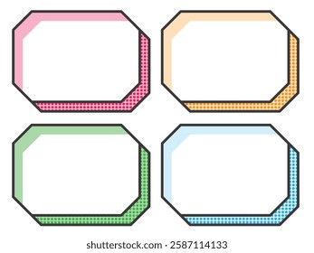 Set of 4 manga-style frames for POP: square, no corners, dots