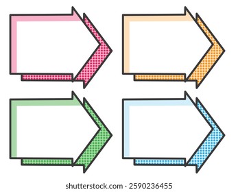 Set of 4 manga-style frames for POP: Right arrow, dot