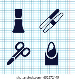 Set of 4 manicure filled icons such as manicure scissors, nail, nail polish