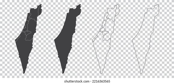 set of 4 maps of Israel - vector illustrations