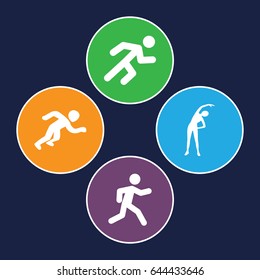 Set of 4 marathon filled icons such as exercising