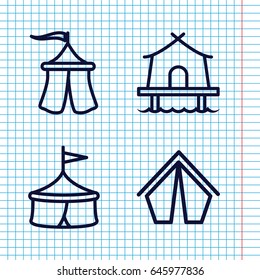 Set of 4 marquee outline icons such as tent