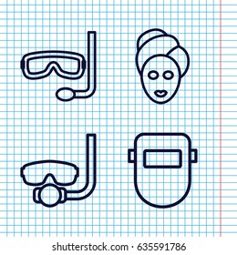 Set of 4 mask outline icons such as spa mask