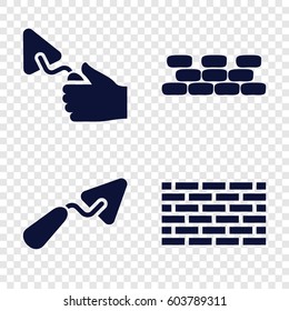 Set of 4 masonry filled icons such as trowel