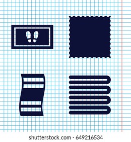 Set of 4 mat filled icons such as towels, carpet, foot carpet
