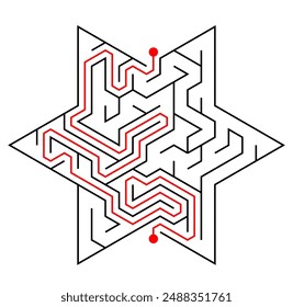 Set of 4 mazes in a shape of six-pointed stars. Each of them has got different difficulty level: easy, medium, advanced and hard. Nice games for children and adults.