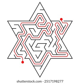 Set of 4 mazes in a shape of six-pointed stars. Each of them has got different difficulty level: easy, medium, advanced and hard. Nice games for children and adults.