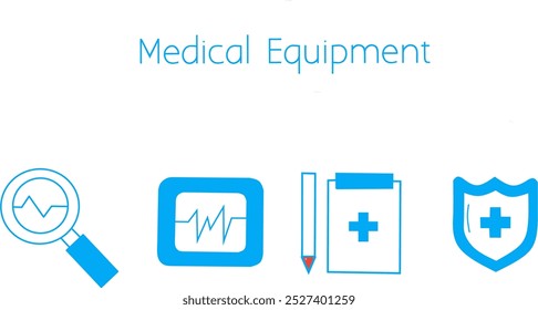 Set of 4 Medical and Healthcare web icons in line style. Medicine, check up, doctor, pharmacy, lab, scientific collection. Vector illustration eps 10