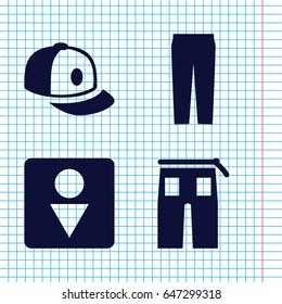 Set of 4 men filled icons such as male wc, pants