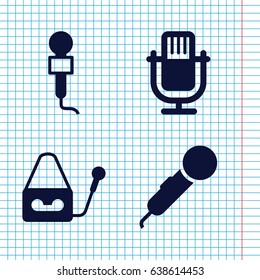 Set of 4 mic filled icons such as
