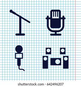 Set of 4 mic filled icons such as microphone