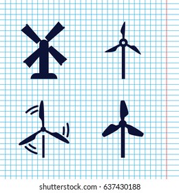 Set of 4 mill filled icons such as