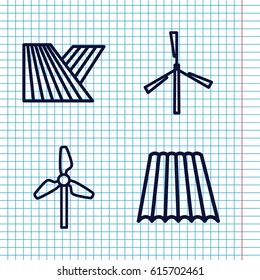 Set of 4 mill outline icons such as field