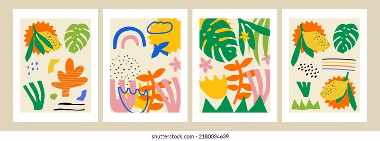Conjunto de 4 afiches abstractos mínimos. Se verán muy bien en la pared de la habitación de los niños. El tamaño de cada afiche es de 18x24