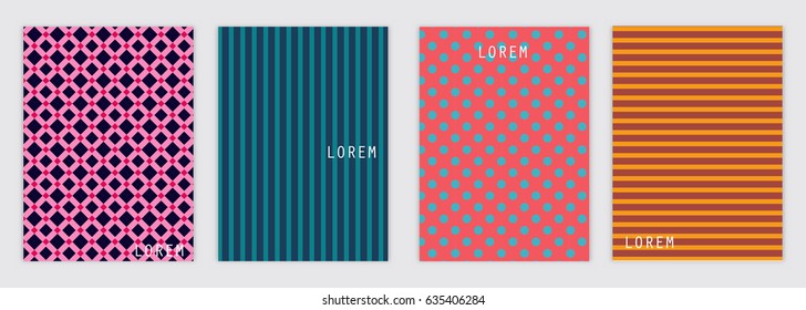 Set 4 Minimal covers design. Geometric halftone gradients. Eps10 vector.