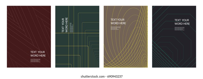 Set of 4 minimal geometric graphic covers design. Simple poster template in earth tone. Vector illustration.