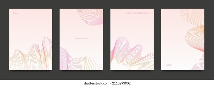 Un conjunto de 4 ambientes minimalistas con líneas lacónicas en tonos pastel. Formato vectorial.