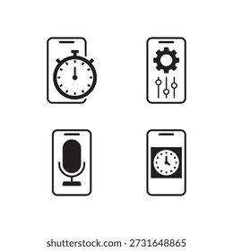 Set of 4 mobile audio glyph icons