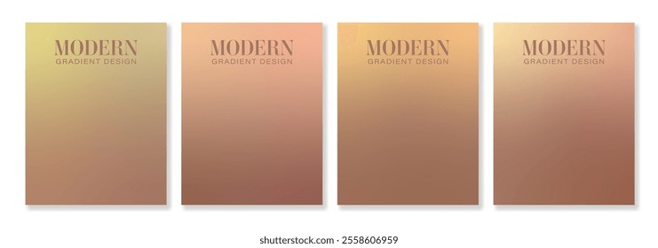 Set of 4 modern cover templates with gradient backgrounds inspired by Mocha mousse - the trendy color of 2025. For brochures, booklets, posters, branding, social media, business cards and more.