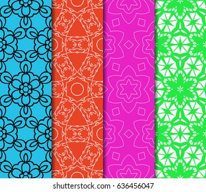 set of 4 Modern decorative floral lace pattern. texture for wallpaper, invitation, wrapping, fabric. Vector illustration.