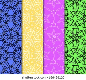 set of 4 Modern decorative floral lace pattern. texture for wallpaper, invitation, wrapping, fabric. Vector illustration.
