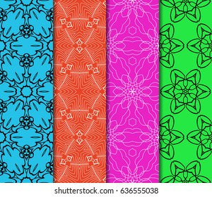 set of 4 Modern decorative floral lace pattern. texture for wallpaper, invitation, wrapping, fabric. Vector illustration.
