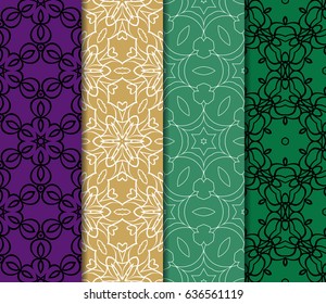 set of 4 Modern decorative floral lace pattern. texture for wallpaper, invitation, wrapping, fabric. Vector illustration.