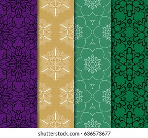 set of 4 Modern decorative floral lace pattern. texture for wallpaper, invitation, wrapping, fabric. Vector illustration.