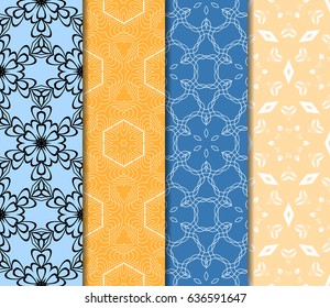 set of 4 Modern decorative floral lace pattern. texture for wallpaper, invitation, wrapping, fabric. Vector illustration.
