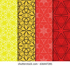 set of 4 Modern decorative geometric floral lace pattern. template. Creative Vector illustration