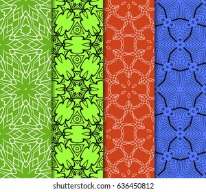 set of 4 Modern decorative geometric floral lace pattern. template. Creative Vector illustration