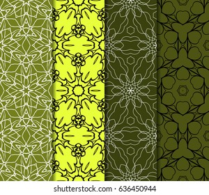set of 4 Modern decorative geometric floral lace pattern. template. Creative Vector illustration