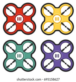 Set of 4 modern drone isolated on white background