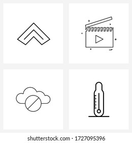 Conjunto de 4 iconos de línea modernos de flecha; almacenamiento; cineasta; clip; Ilustración de vectores médicos