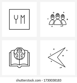 Set of 4 Modern Line Icons of coding; mind; format; group ; brain Vector Illustration