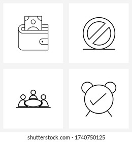 Conjunto de 4 iconos de línea modernos de negocios; avatar de grupo; pago; ocultar; Ilustración vectorial de man