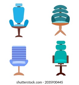set of  4 modern office chairs and chairs isolated on a white background. Vector illustration in flat style. Collection of furniture for office