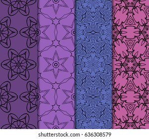 set of 4 modern seamless pattern. floral theme. vector illustration