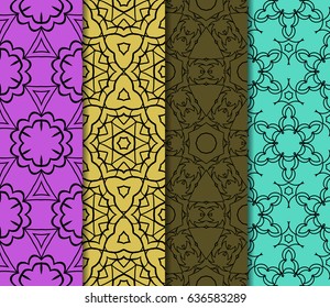 set of 4 modern seamless pattern. floral theme. vector illustration