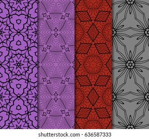set of 4 modern seamless pattern. floral theme. vector illustration