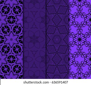 set of 4 modern seamless pattern. floral theme. vector illustration